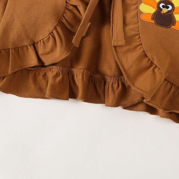 Elegant Girls Thanksgiving Dress Set with Cardigan - Cute Turkey Design | 18M-6Y - Picture 8 of 9